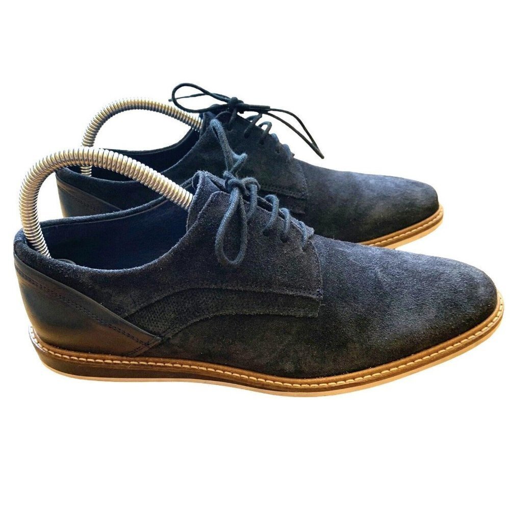 B2 Main Street Mens Blue Suede Oxfords Size 7 EUC​​​​​